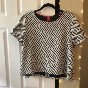 Geometric Pattern, Black and White Top